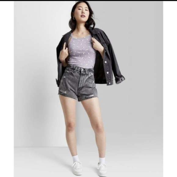 Wild Fable Womens Super High Rise Distressed Cut Off Jean Shorts Gray Wash 12/31 - Picture 1 of 10